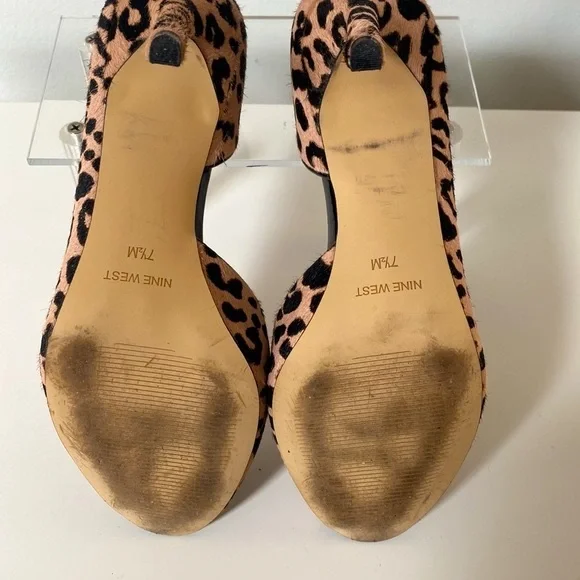 Nine West Calf Hair Leopard  Peep Toe Heels! - Picture 5 of 6